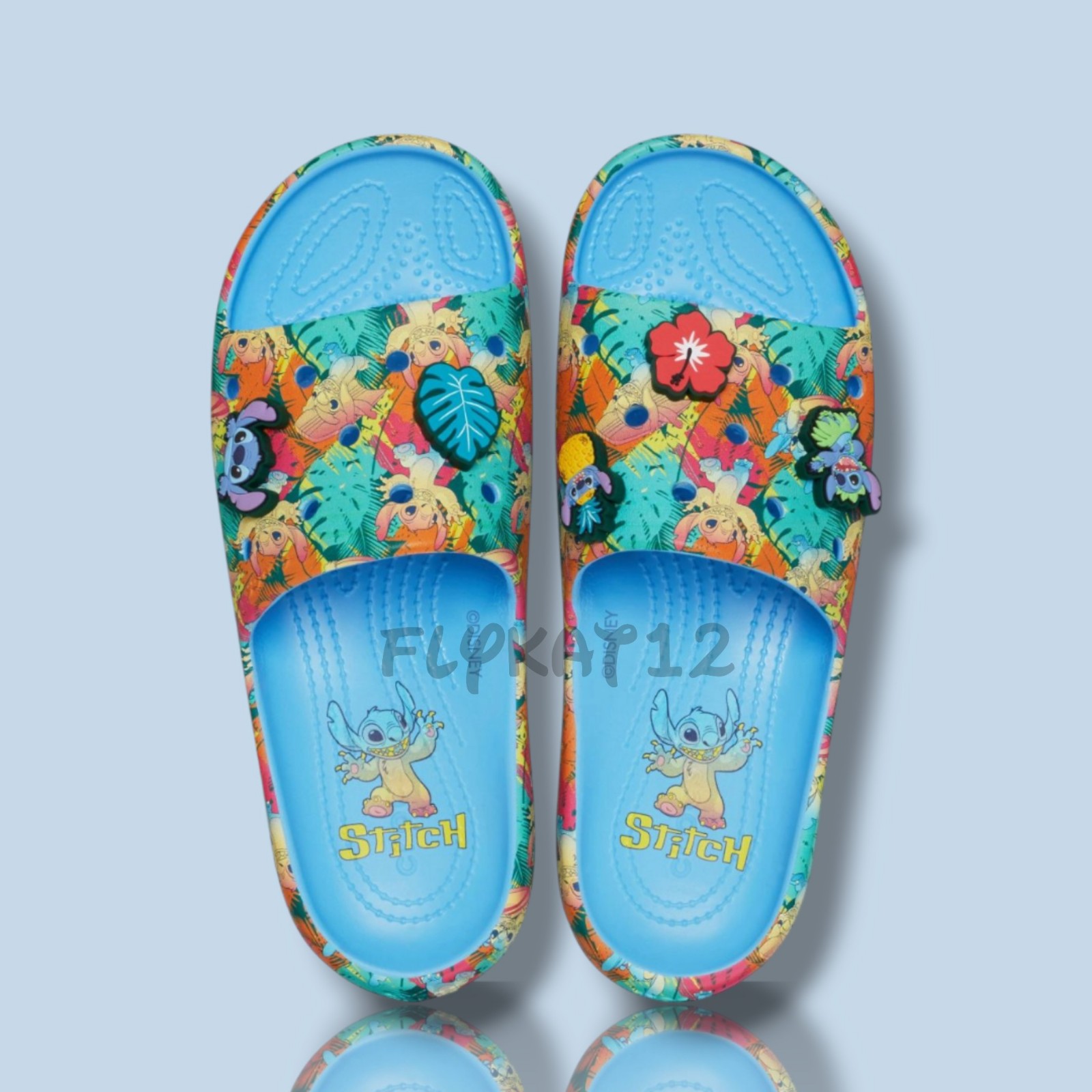 Crocs x Disney Stitch Classic Croc Slides with Jibbitz Multicolored Tropical