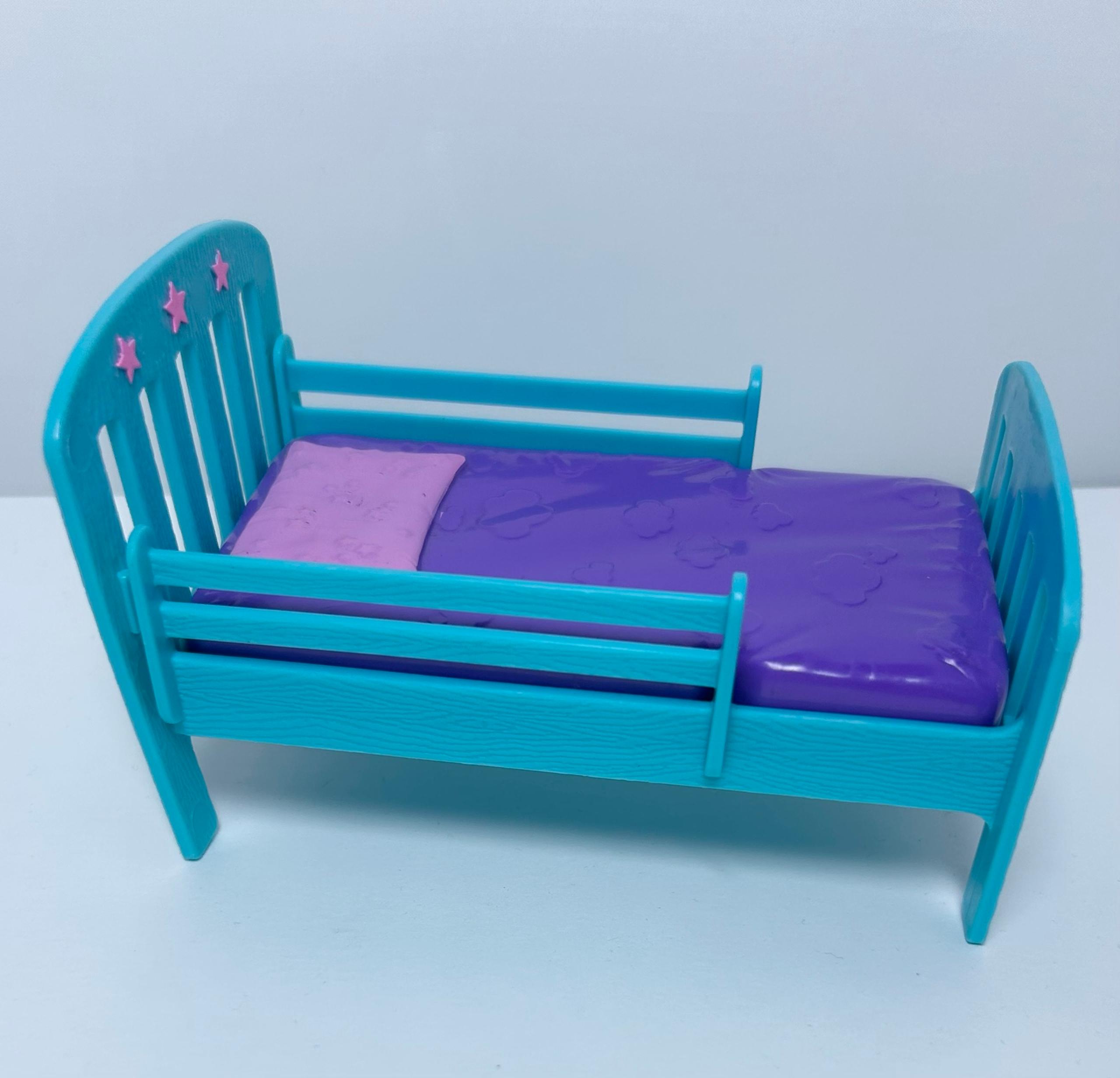 Barbie Dollhouse Furniture Teal, Purple, & Pink Toddler Bed for Kelly
