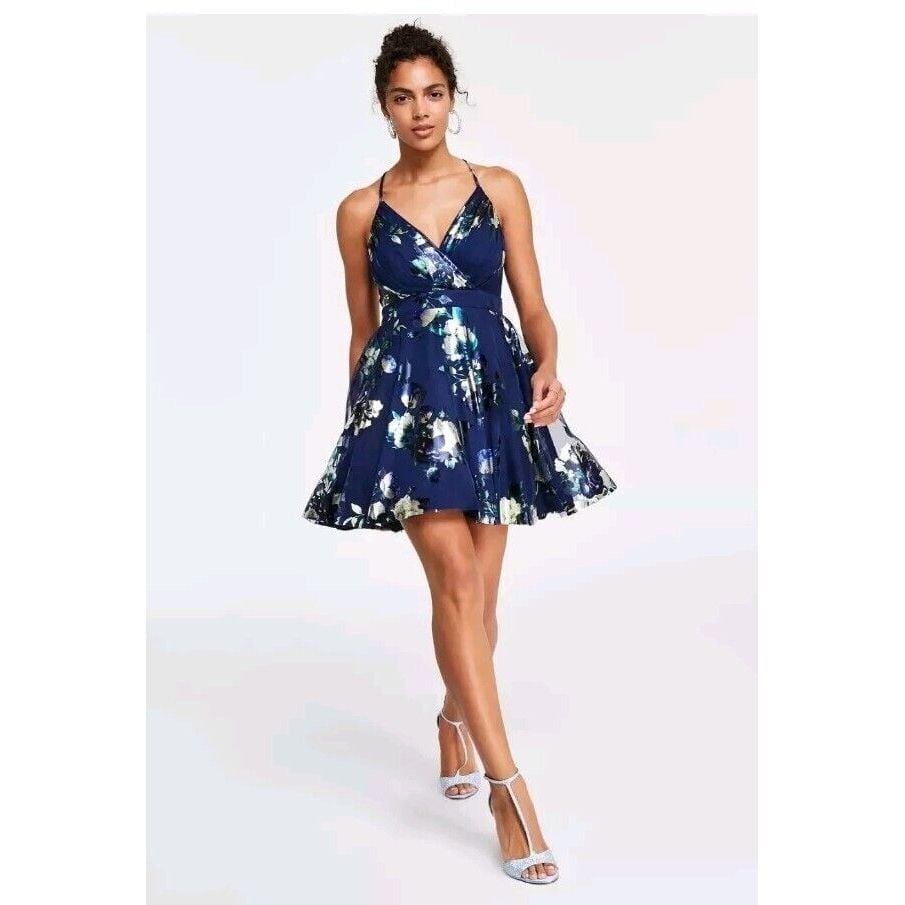 CITY STUDIOSJuniors' Floral-Print Fit & Flare DressSz 11/12 NWT 90