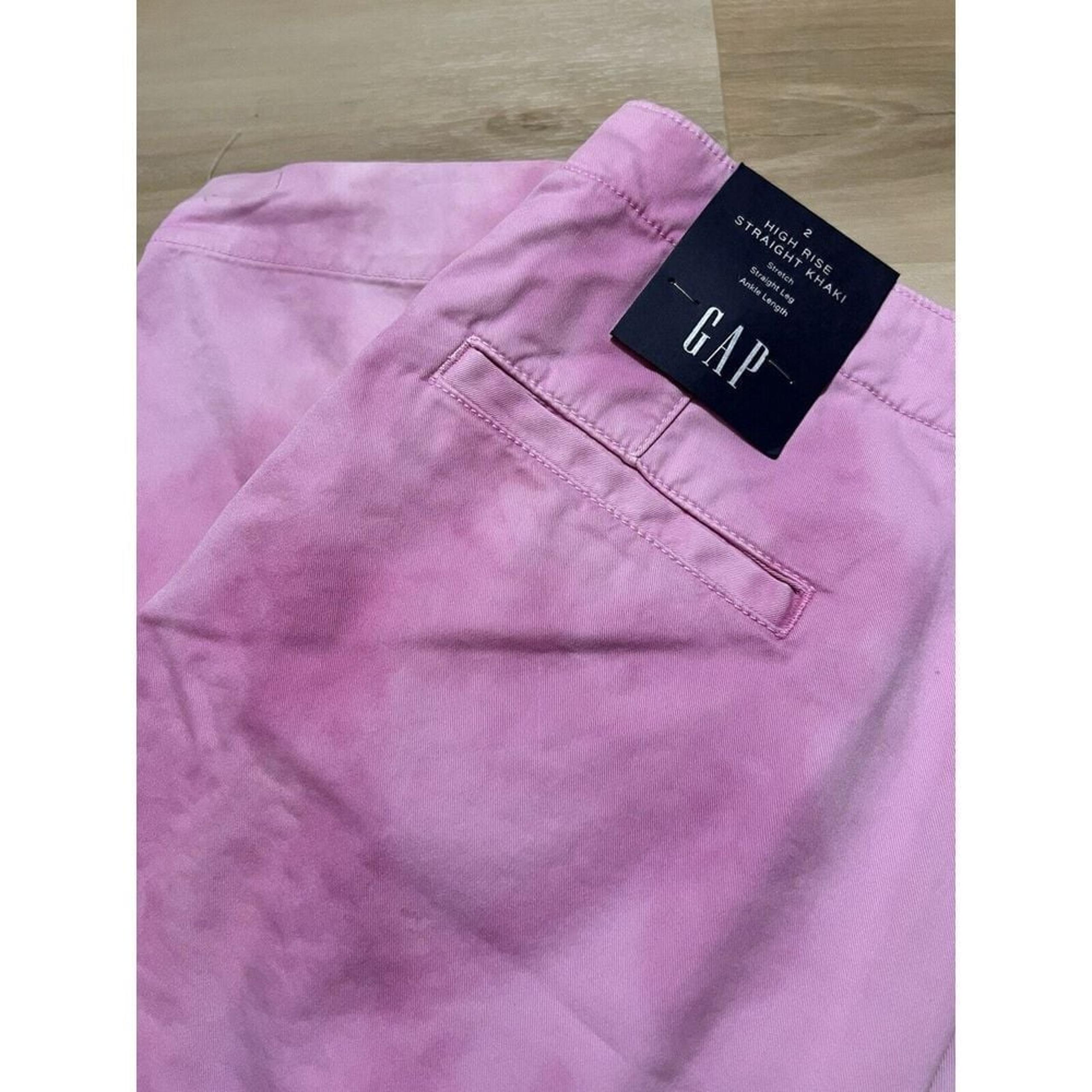 NWT Gap Straight Khaki Women's Pants Pink Tie Dye Cotton Size 2