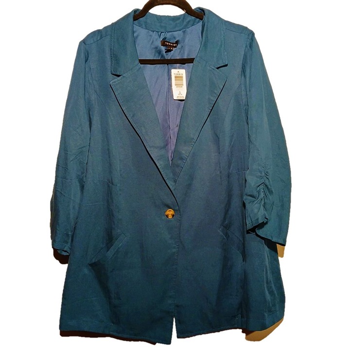 NWT Torrid Teal / Blue Blazer Women's 3 / 3X / 22 24 Casual Formal Business Plus