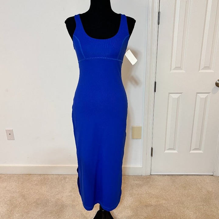 Sweaty Betty Emily Strappy Back Rib Dress in Lightening Blue - Size 6 - NWT