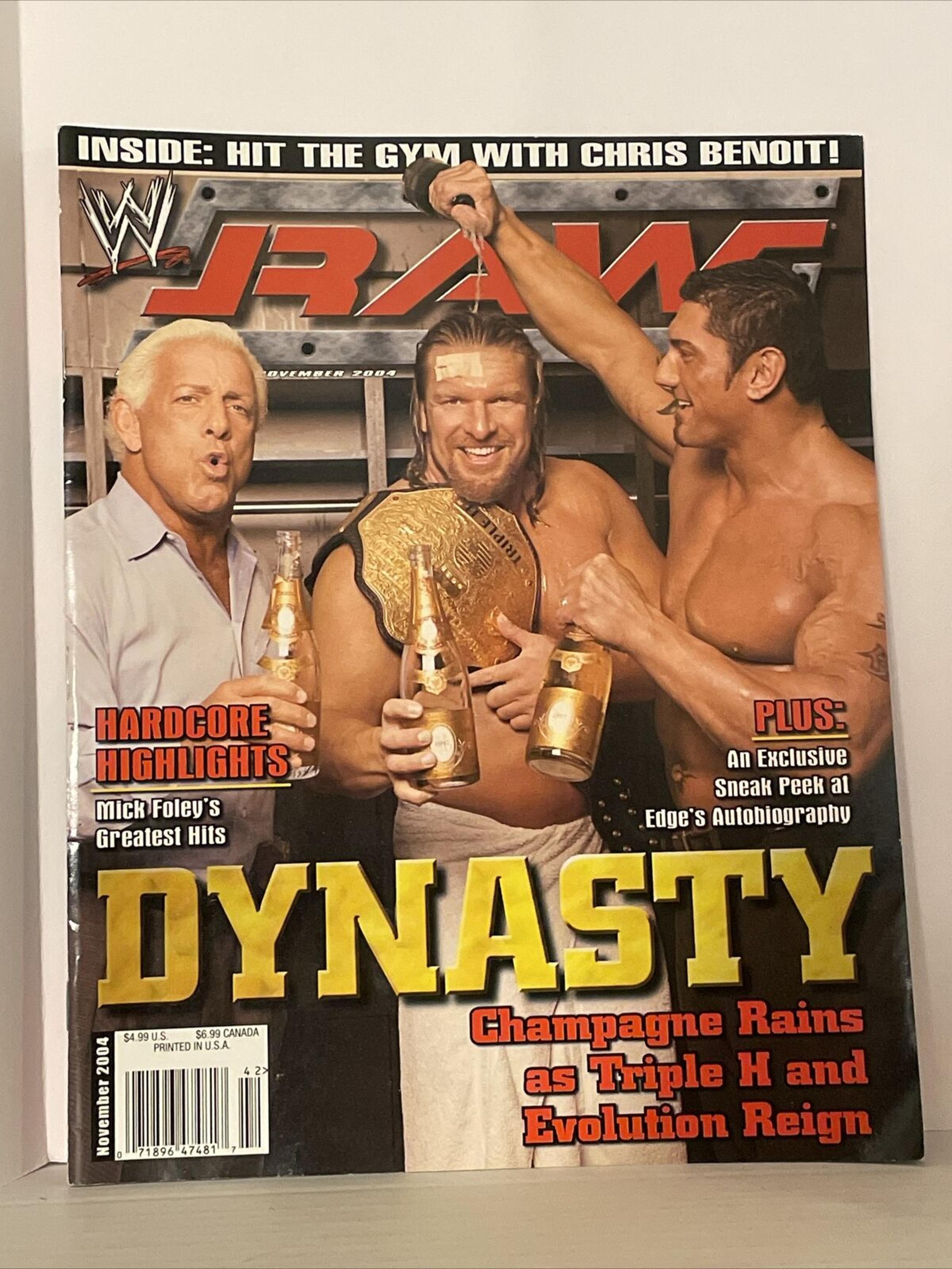 WWE Raw Magazine November 2004 Ric Flair Triple H Bautista Cover