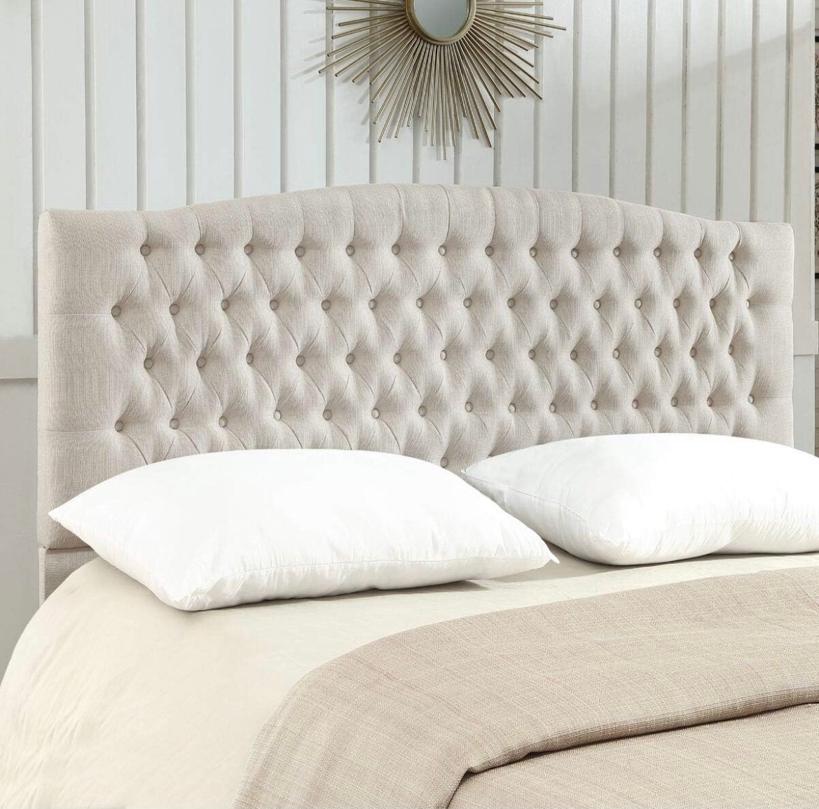 New linen queen size headboard/ivory