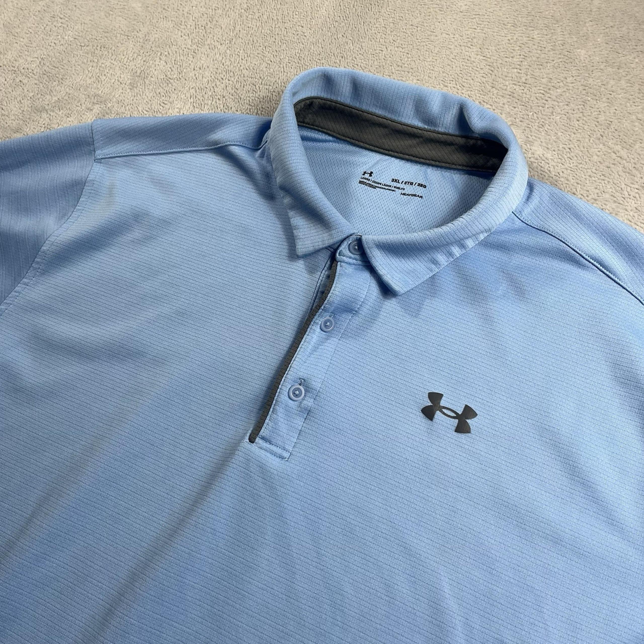 Under Armour Polo Shirt Mens 3XL Blue Performance Sport Golf HeatGear