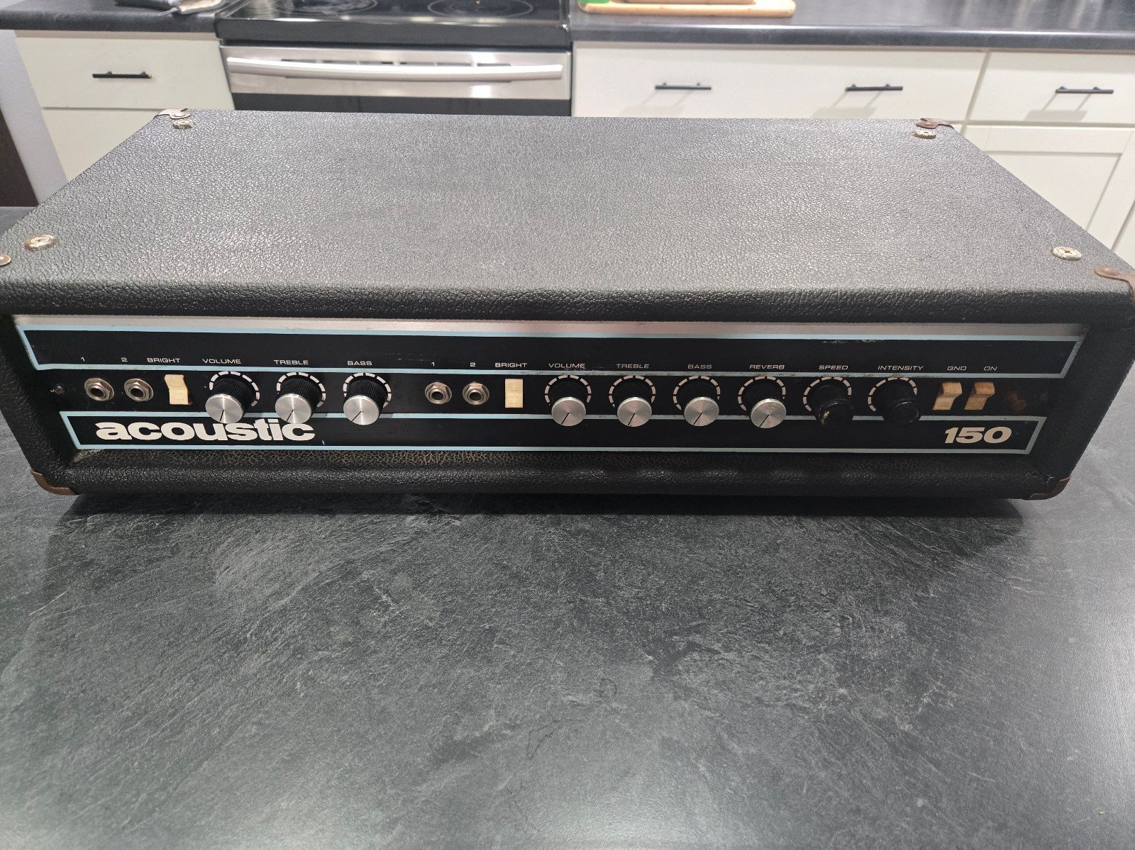 Vintage 70's Acoustic 150 Blue Panel Guitar/Bass Amplifier Head 125 Watts