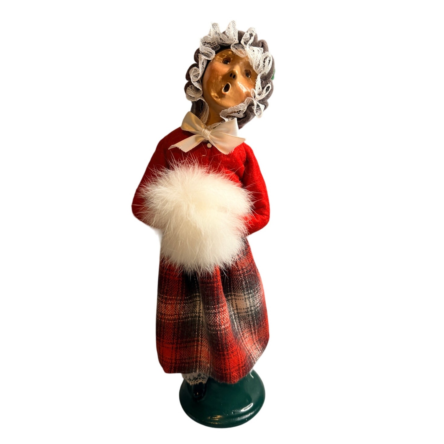 1996 Byers' Choice LTD Christmas "The Carolers" red plaid with white hand muff