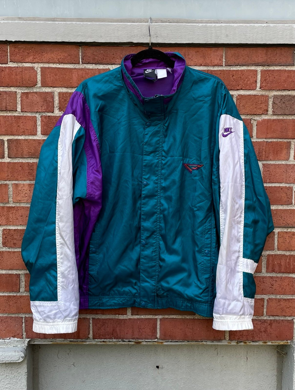 Rare Vintage 90s Nike Flight Black Tag Colorblock Windbreaker Jacket Size XL
