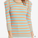 Smythe Nordstrom Striped Rib Puff Sleeve Cotton Blend Sweater - EUC - Size Small