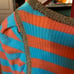 Smythe Nordstrom Striped Rib Puff Sleeve Cotton Blend Sweater - EUC - Size Small