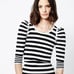 Smythe Nordstrom Striped Rib Puff Sleeve Cotton Blend Sweater - EUC - Size Small