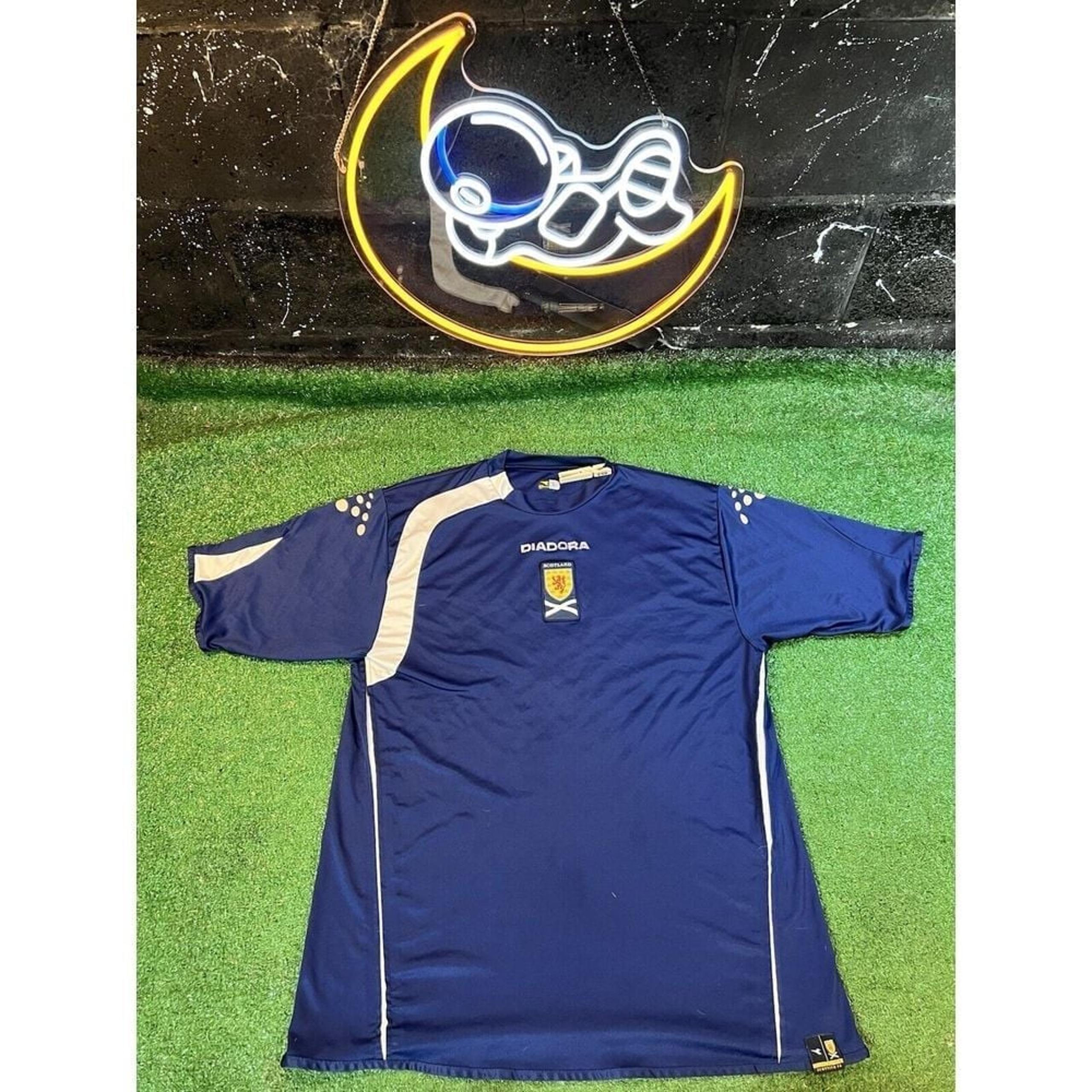 Diadora Scotland Home Futbol Soccer  2005/2006 Blue Jersey Men's Size Large