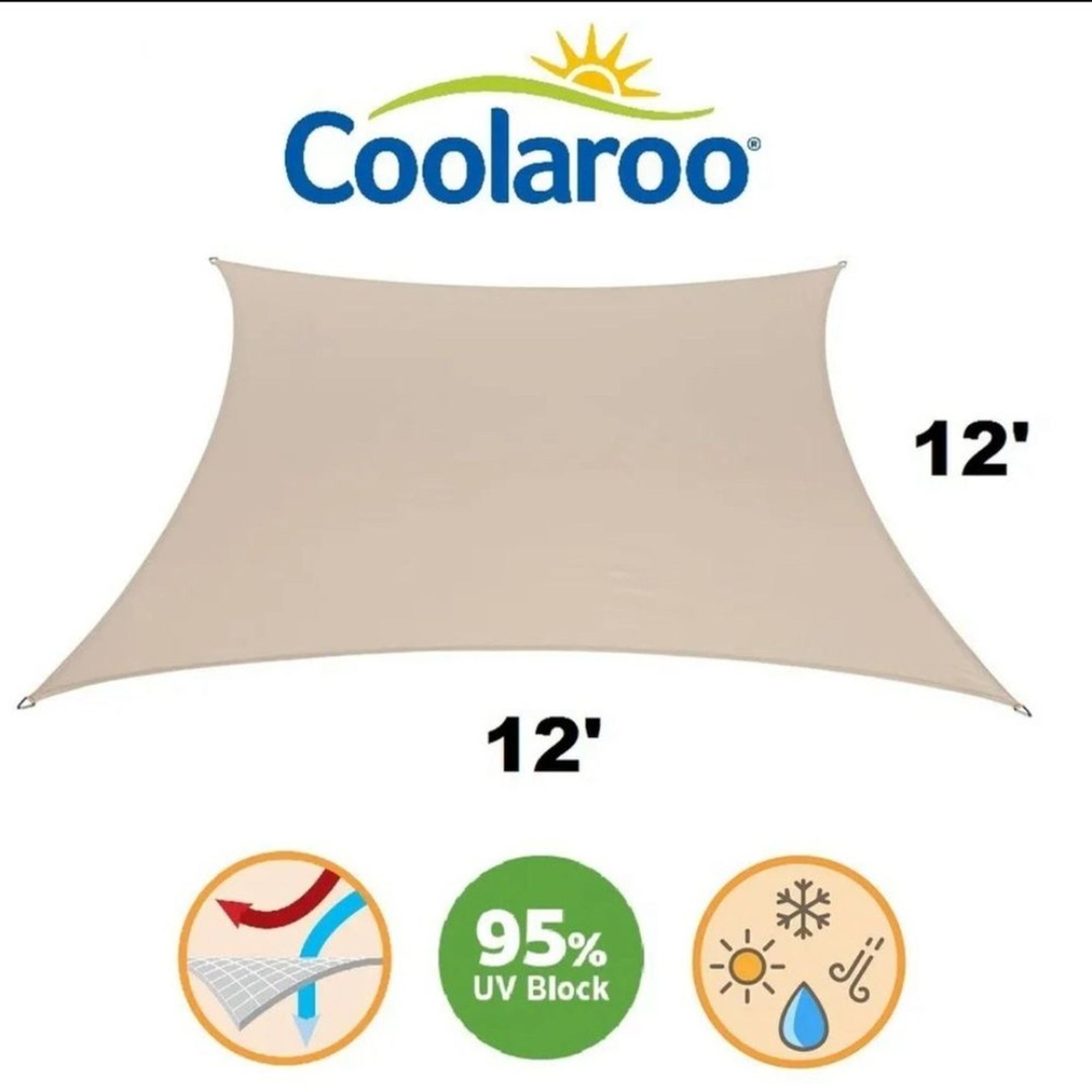 New Coolaroo Coolhaven Shade Sail Square 12'x12' Sahara Tan