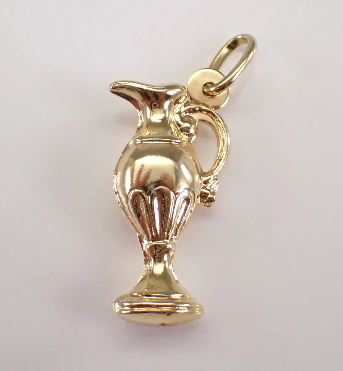 Vintage 14K Yellow Gold Pitcher Charm, Unique Carafe Lamp Vase Pendant