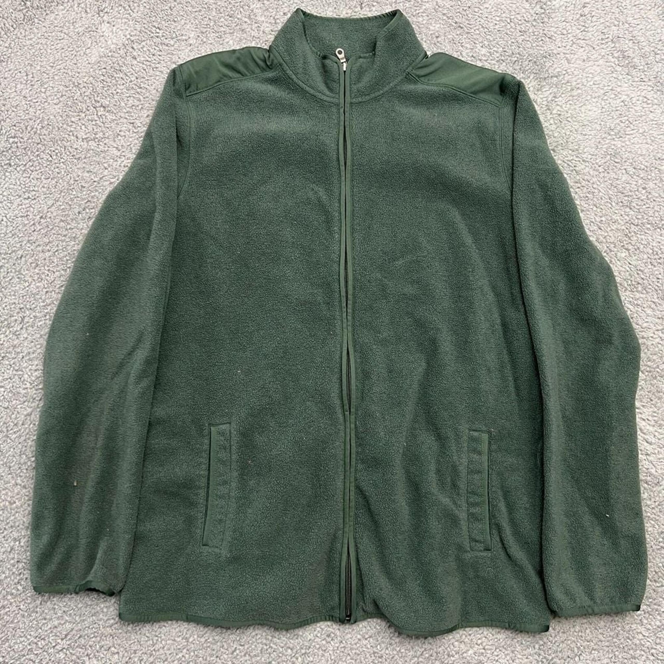 Croft Barrow Sweater Mens XL Tall Full Zip Mock Neck Green Pullover Pockets