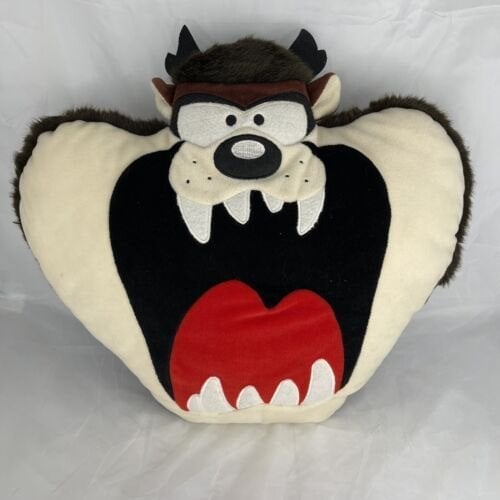 Vintage Taz Looney Tunes Warner Bros Tazmanian Devil Pillow 18 x 14 1995 NWOT