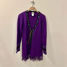 Rods Western Boho Aztec Beaded Cardigan with Turquoise Accents and Buckle XL