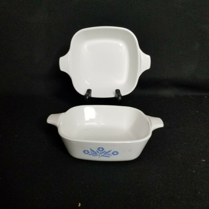 Lot of 2 Vintage Corning Ware Blue Cornflower 5 1/4 Petite Pans P-41