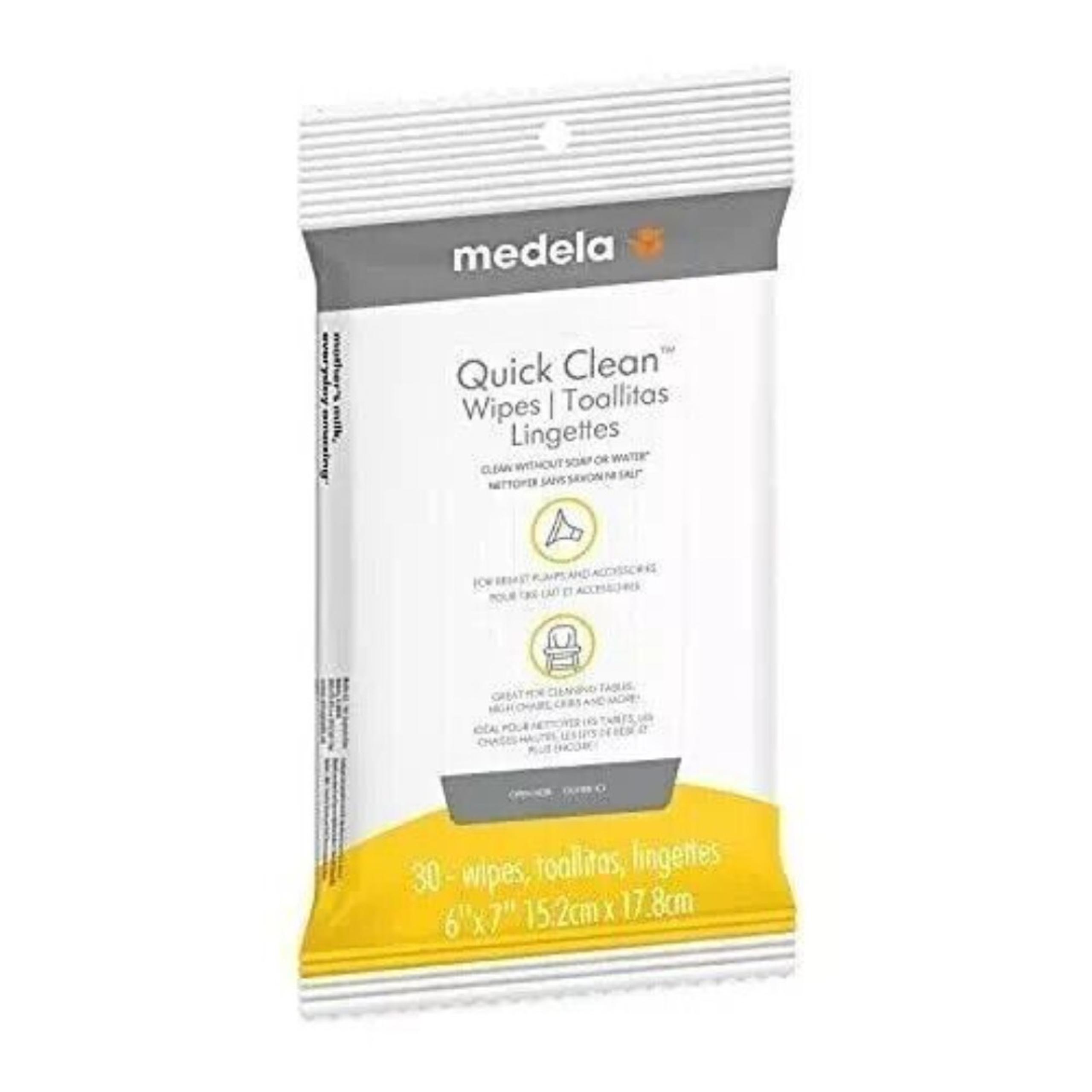 Medela Quick Clean Breast Pump and Accessory Wipes 30 Count, Resealable