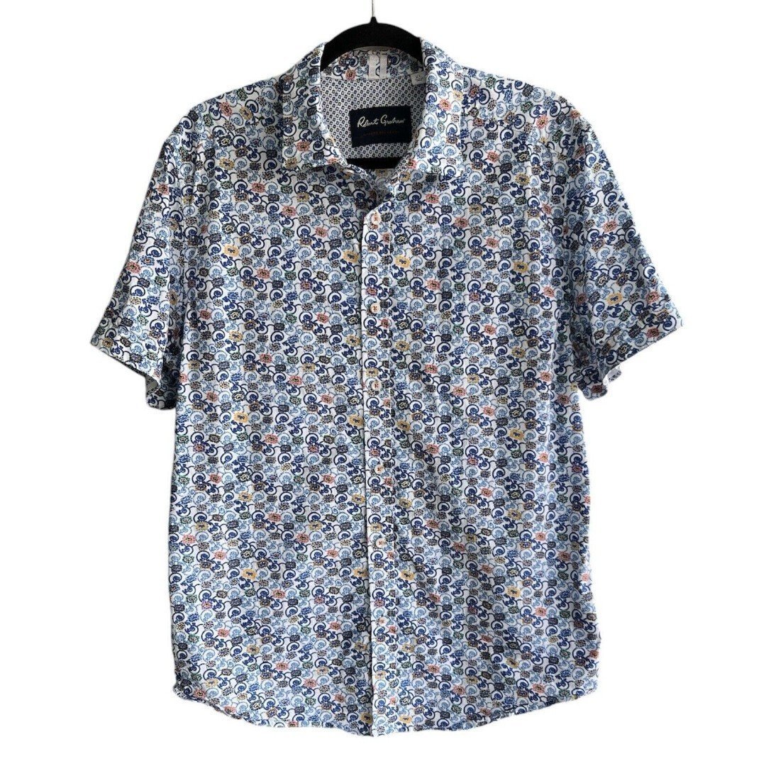 Robert Graham Womens Tailored Fit Ultra Feminine Short Sleeve Blouse Size XL