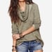 FREE PEOPLE Beach Cotton Cocoon Cowl Neck Pullover Top Olive Green Petite ECU