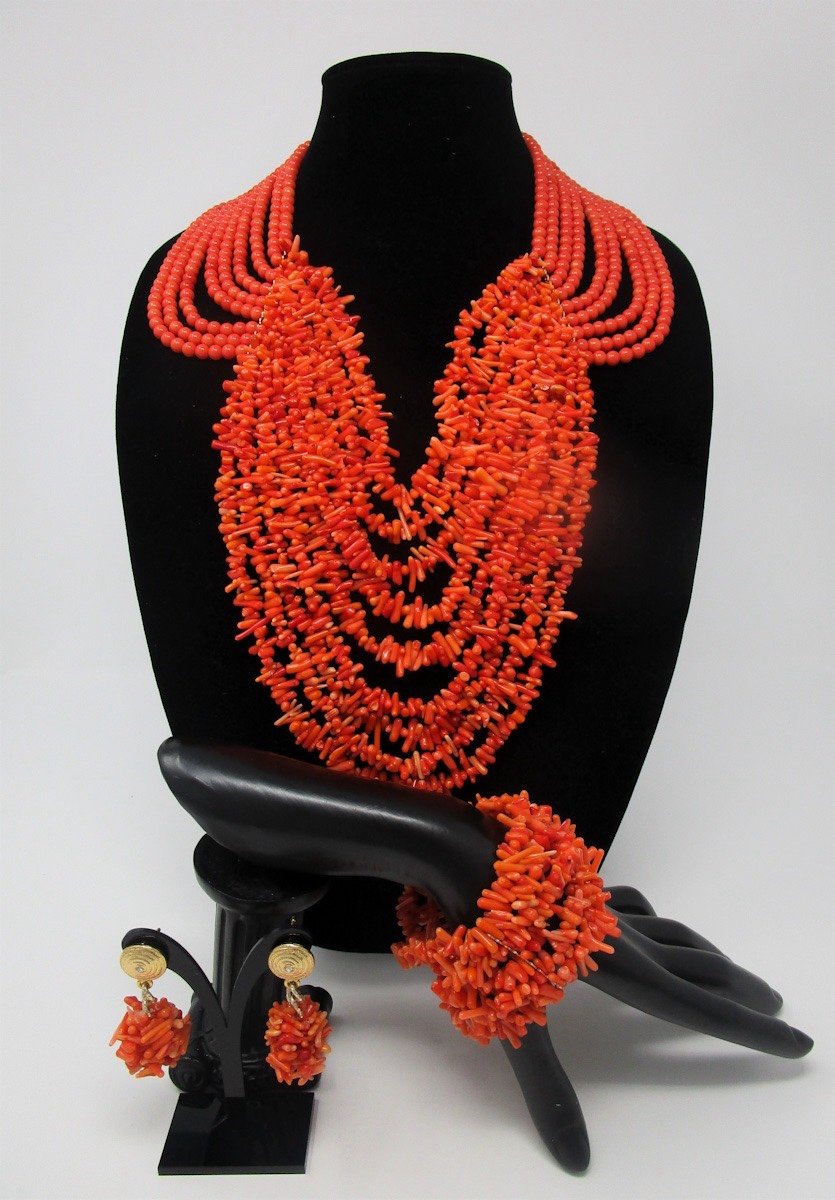 African Queen Coral Beads Jewelry Set