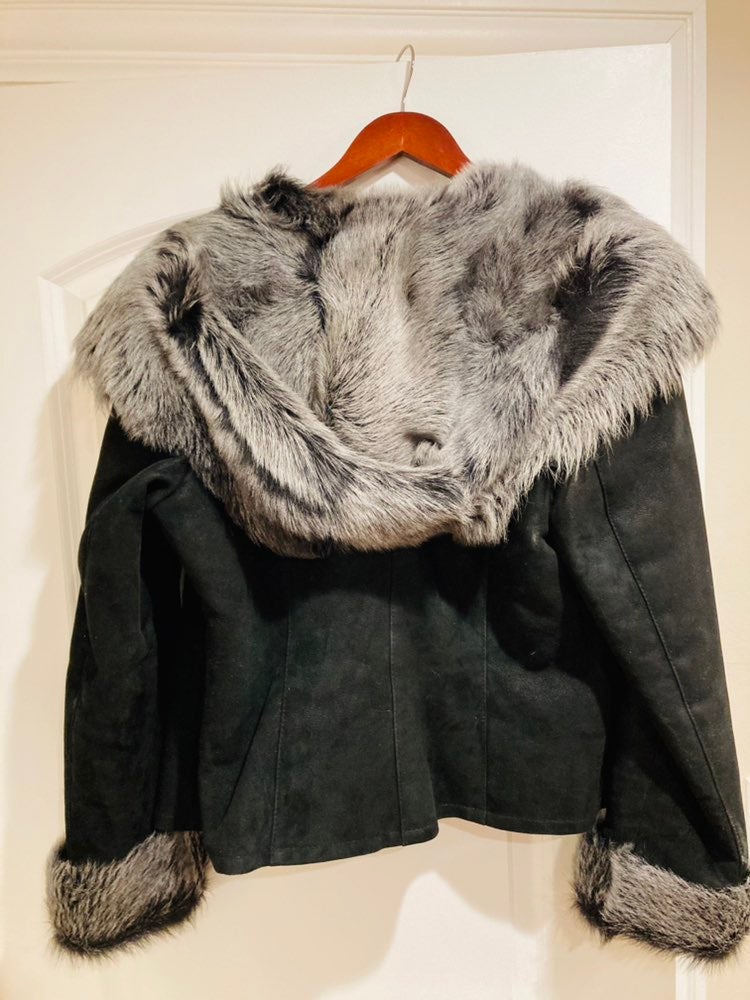 Real Shearling fur suade jacket fur insi