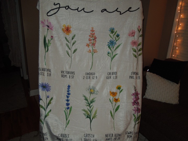 Afterprints Christian Blankets for Women with Flowers and Scripture