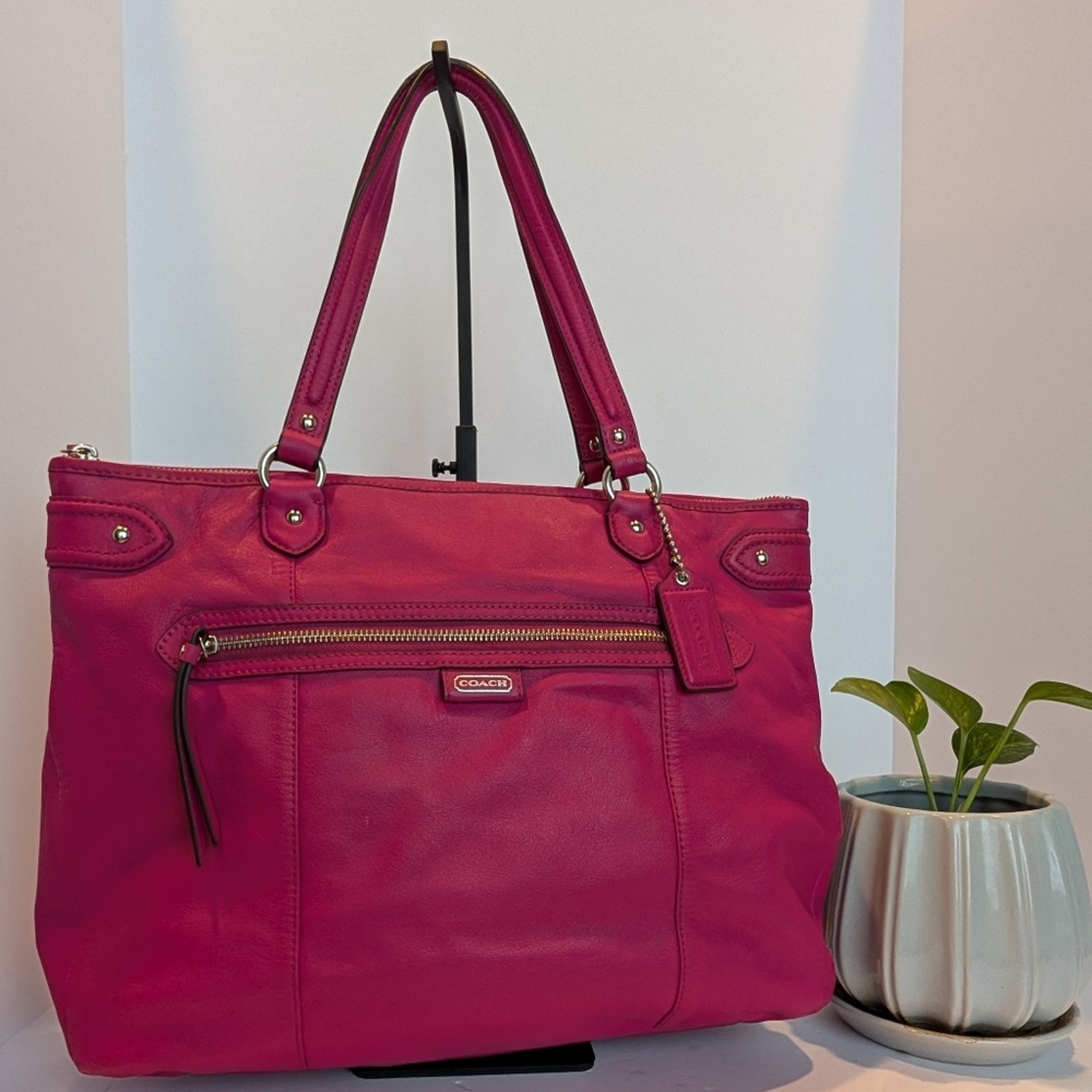 Coach Daisy Magenta Leather Emma Tote Shoulder Bag