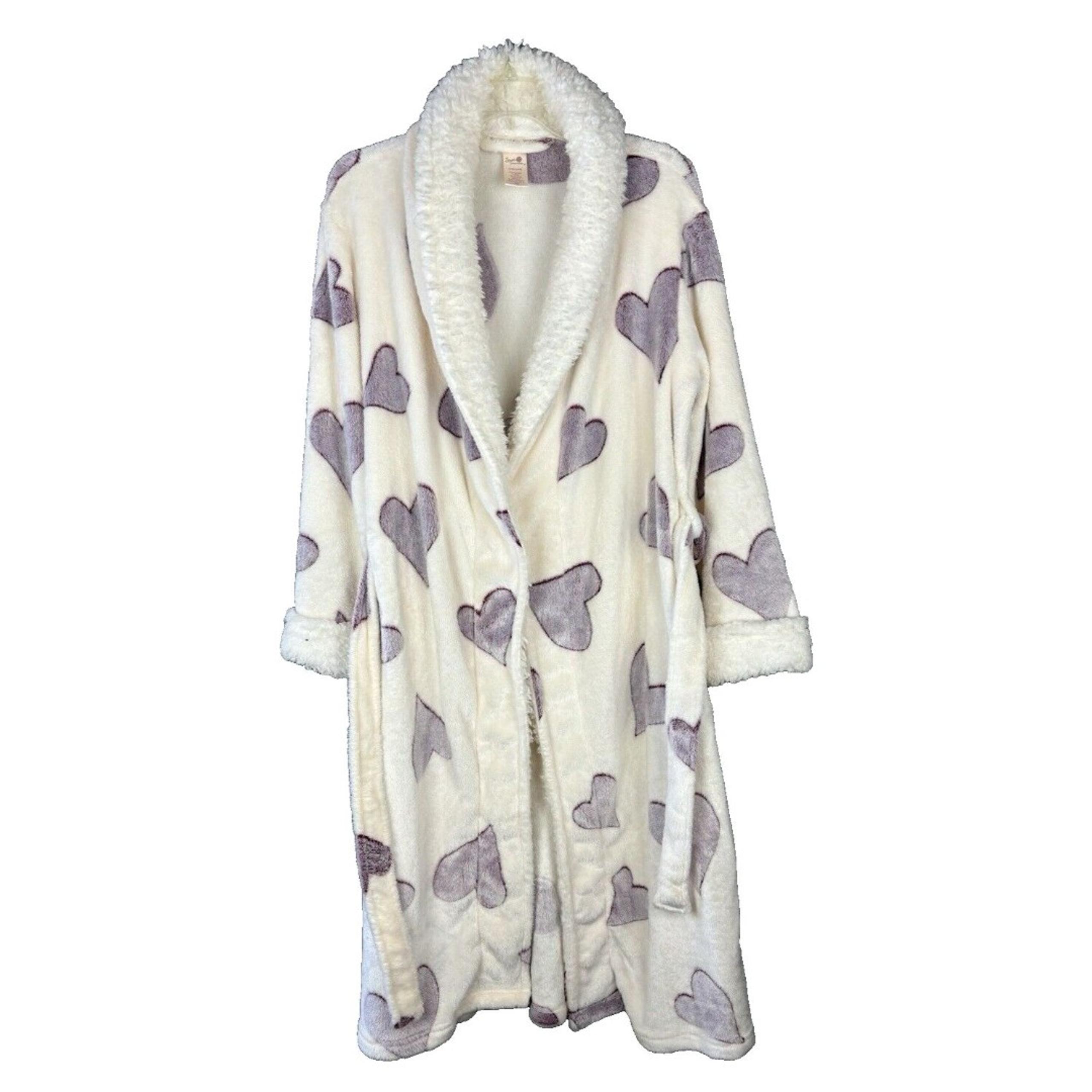 Secret Treasures Bath Robe Women's SIze Small 4-6 Plush Bath Robe Hearts