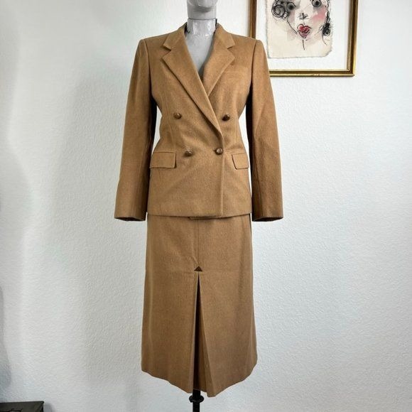 Burberry's Wool Camel Hair Midi Pleated Skirt