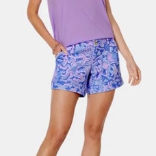 Lilly Pulitzer NWT Callahan knit shorts Boca blue I sea what I sea. Retail 68