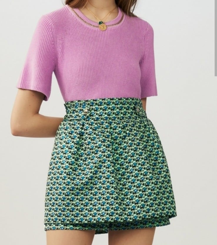 Maje Jupe shorts skirt, jacquard skort
