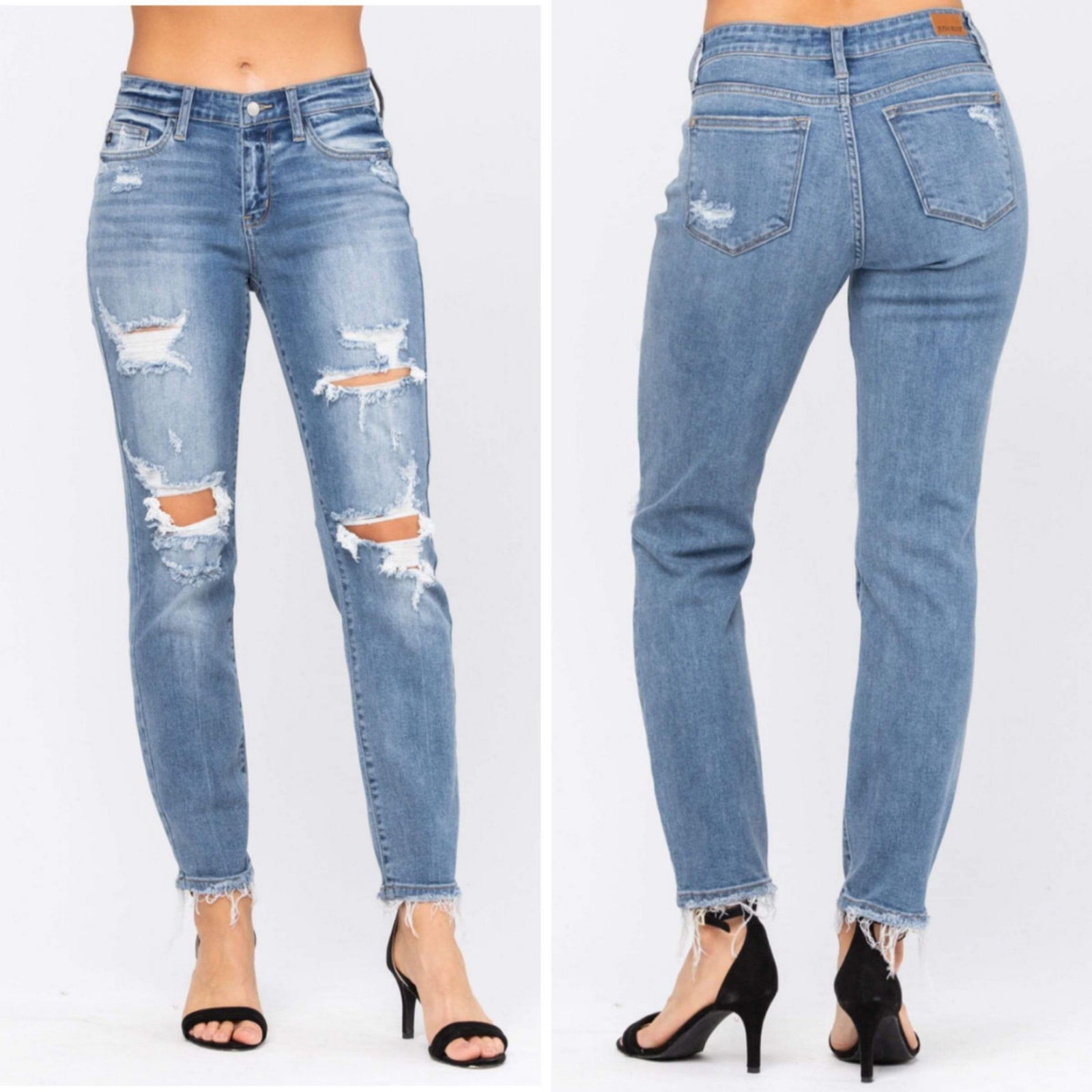 Women's Judy Blue Mid Rise Boyfriend Fit Jeans Size 15
