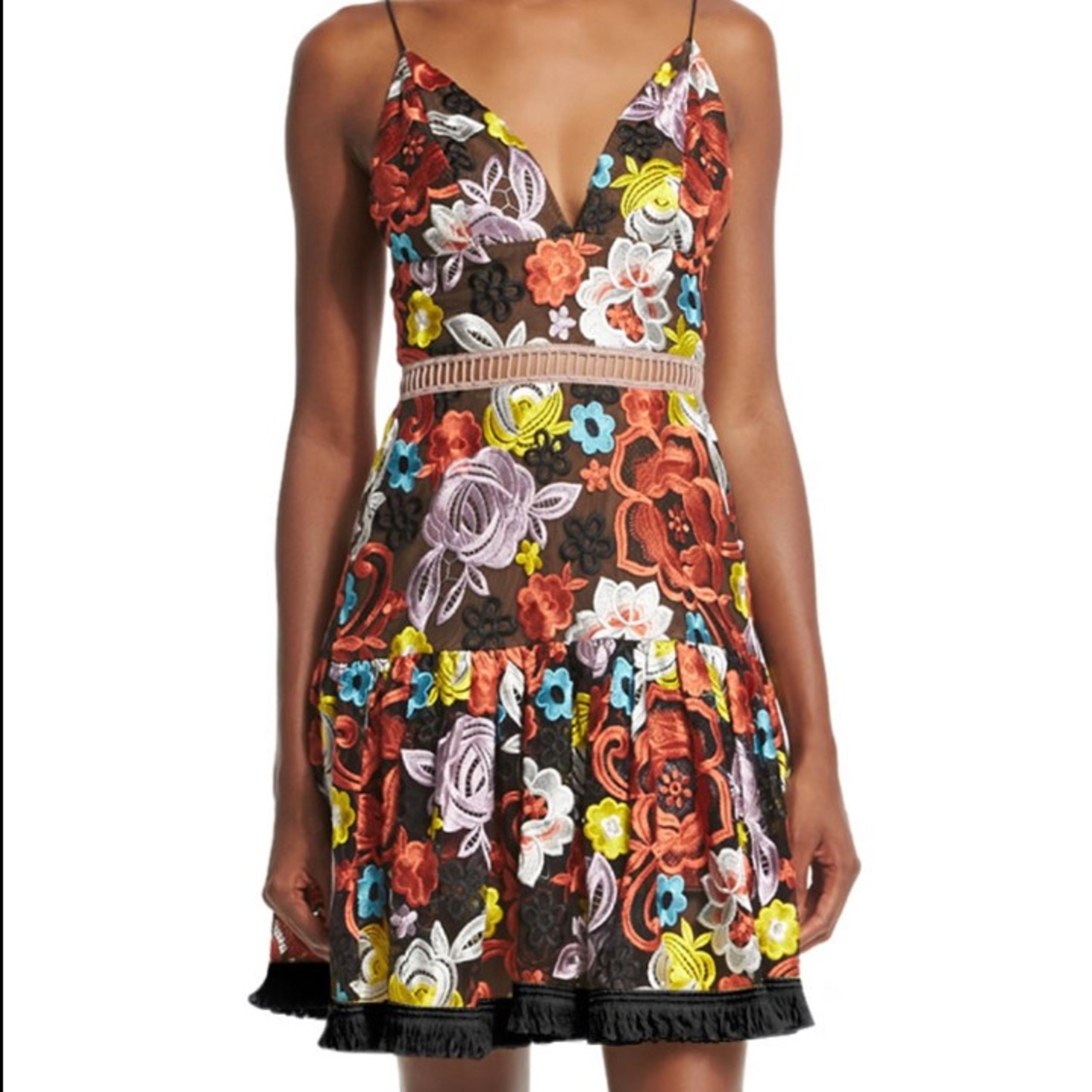 Alexis Floral Embroidered Dress Multicolor