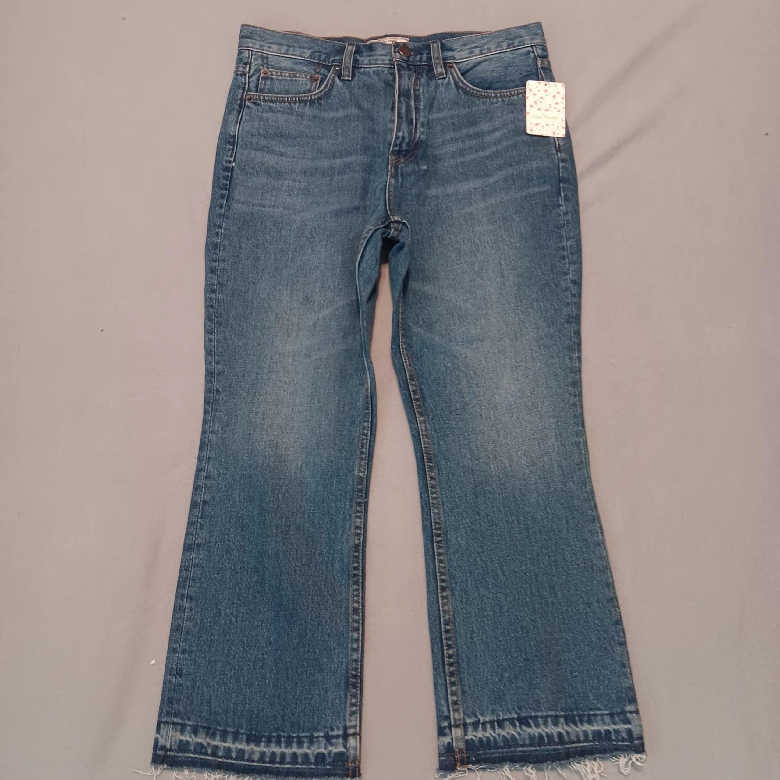 Free People Jeans Women 28 Cropped Raw Hem Med Wash 90s Festival Boho Hippie