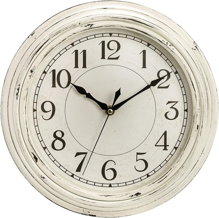 Silent Wall Clock, 12 Inch Vintage Non Ticking Quartz Battery Operated