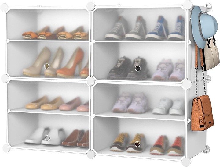 4-Tiers Shoe Storage Cabinet 16-Pairs Shoe Rack for Closet Oganizers