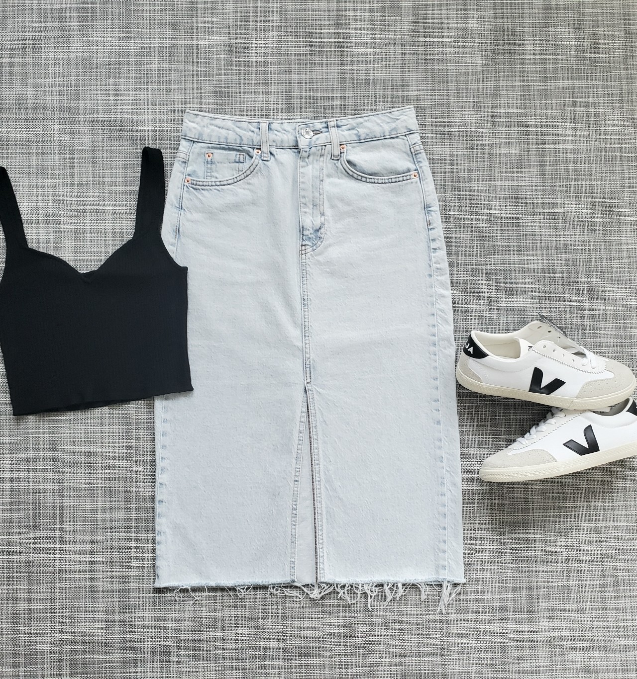 Stradivarius DENIM MIDI SKIRT front slit