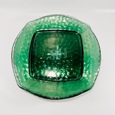 Pier 1 Imports Set of 4 Emerald Green Textured Glass Dinner Plates