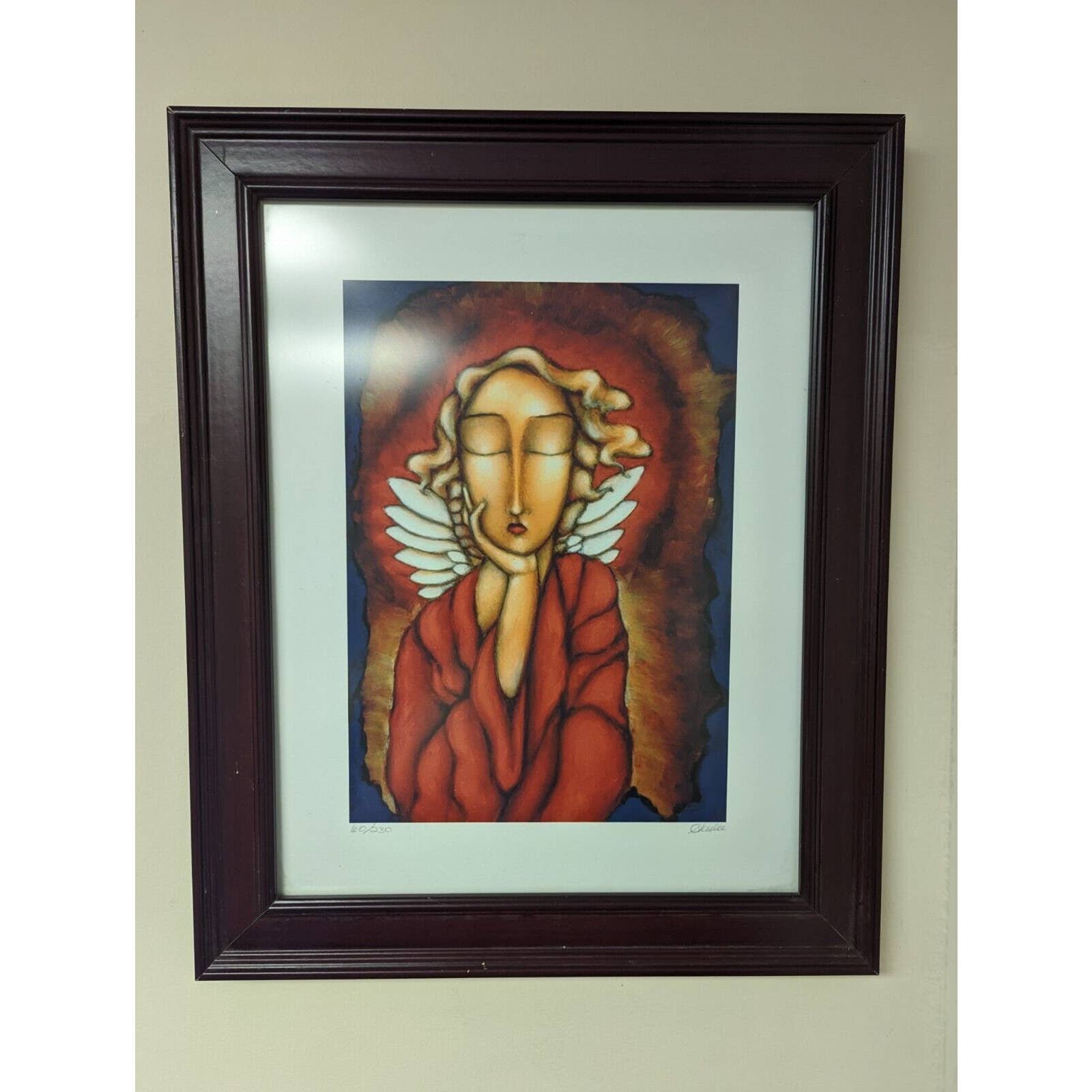 Art Print Angel 25.5 x 17.5 Matted Signed Numbered and Framed