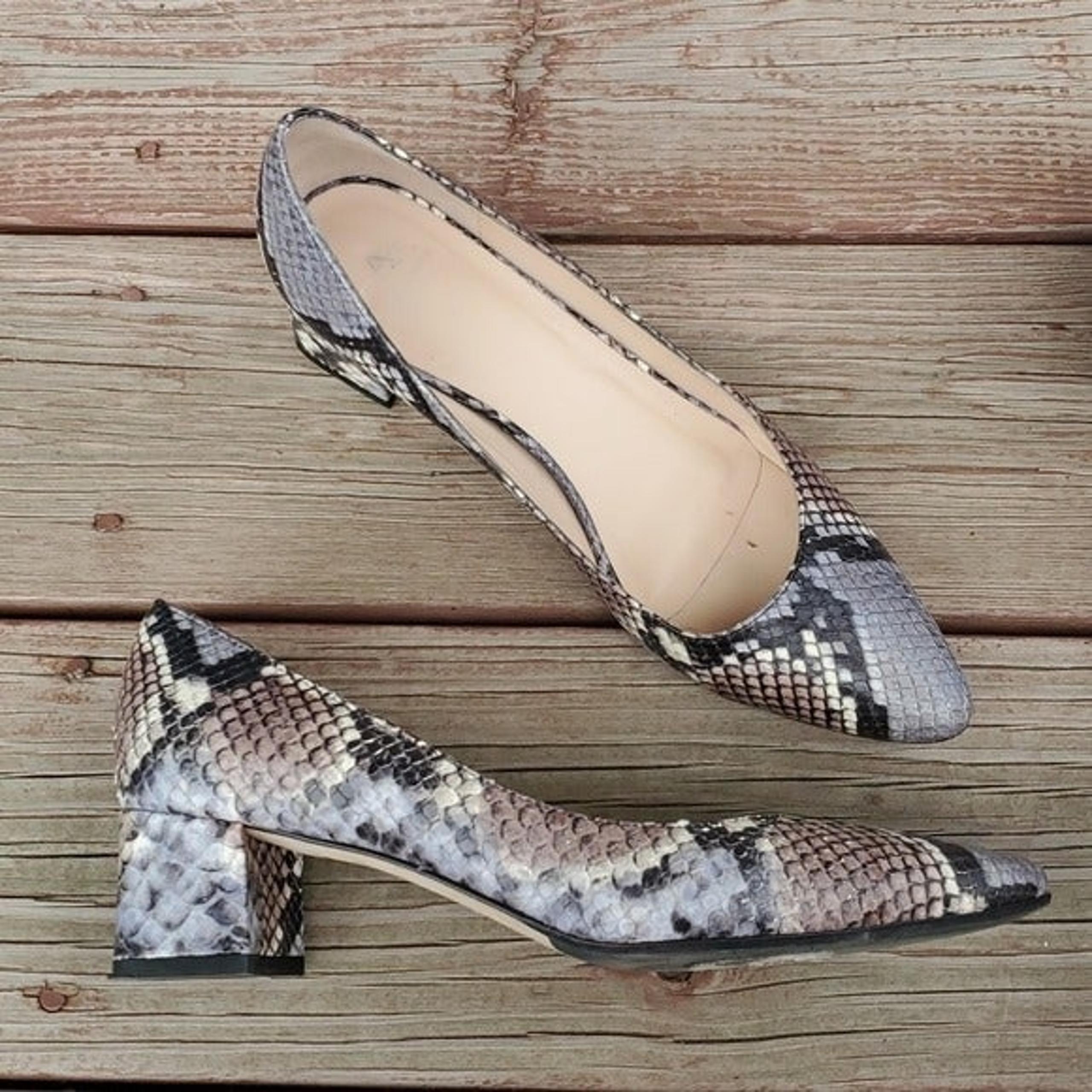 Aquatalia Pasha Pump Snakeskin print Block Heels shoes leather sandals sz 8