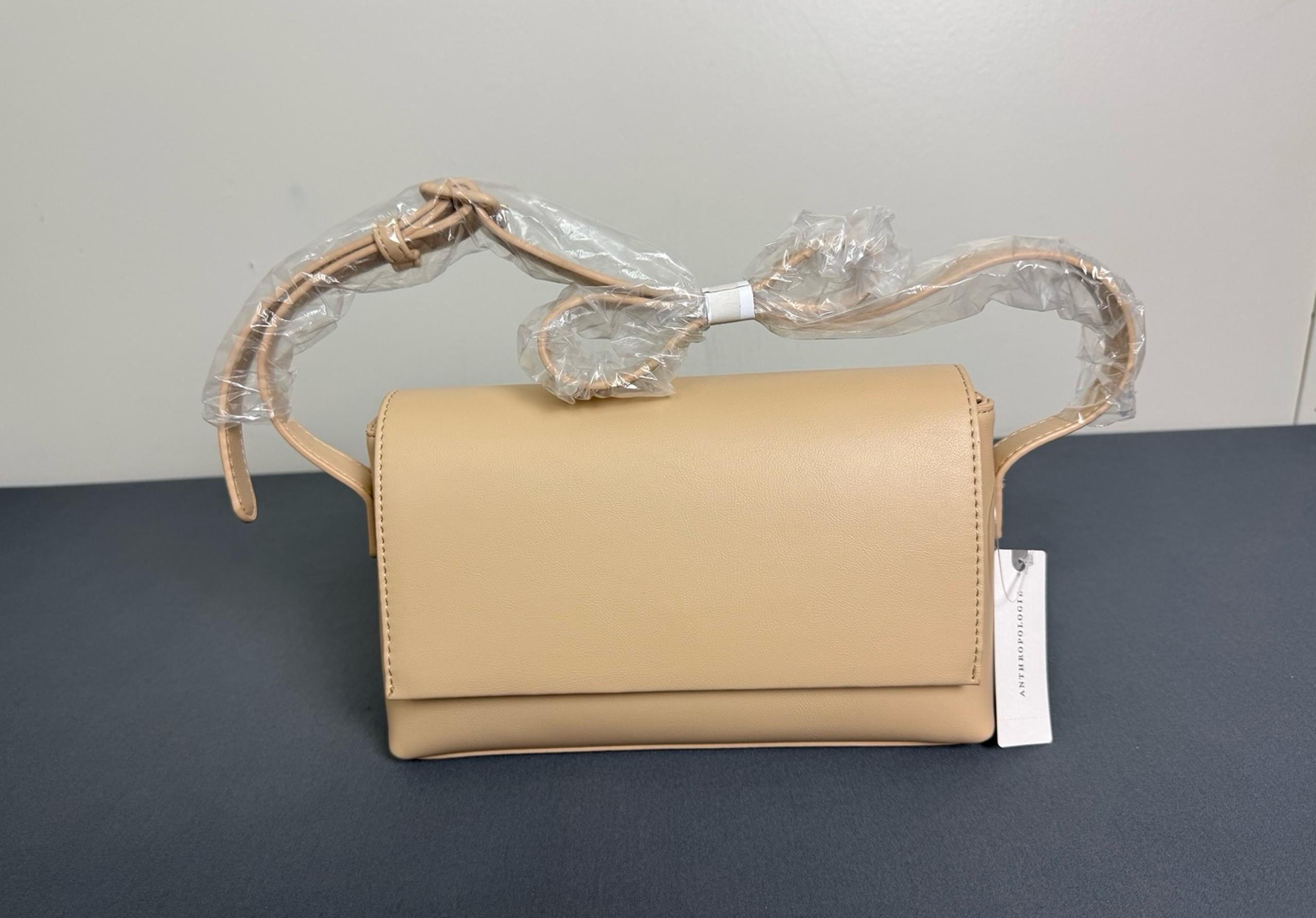 By Anthropologie Foldover Shoulder Crossbody Bag Neutral NWT