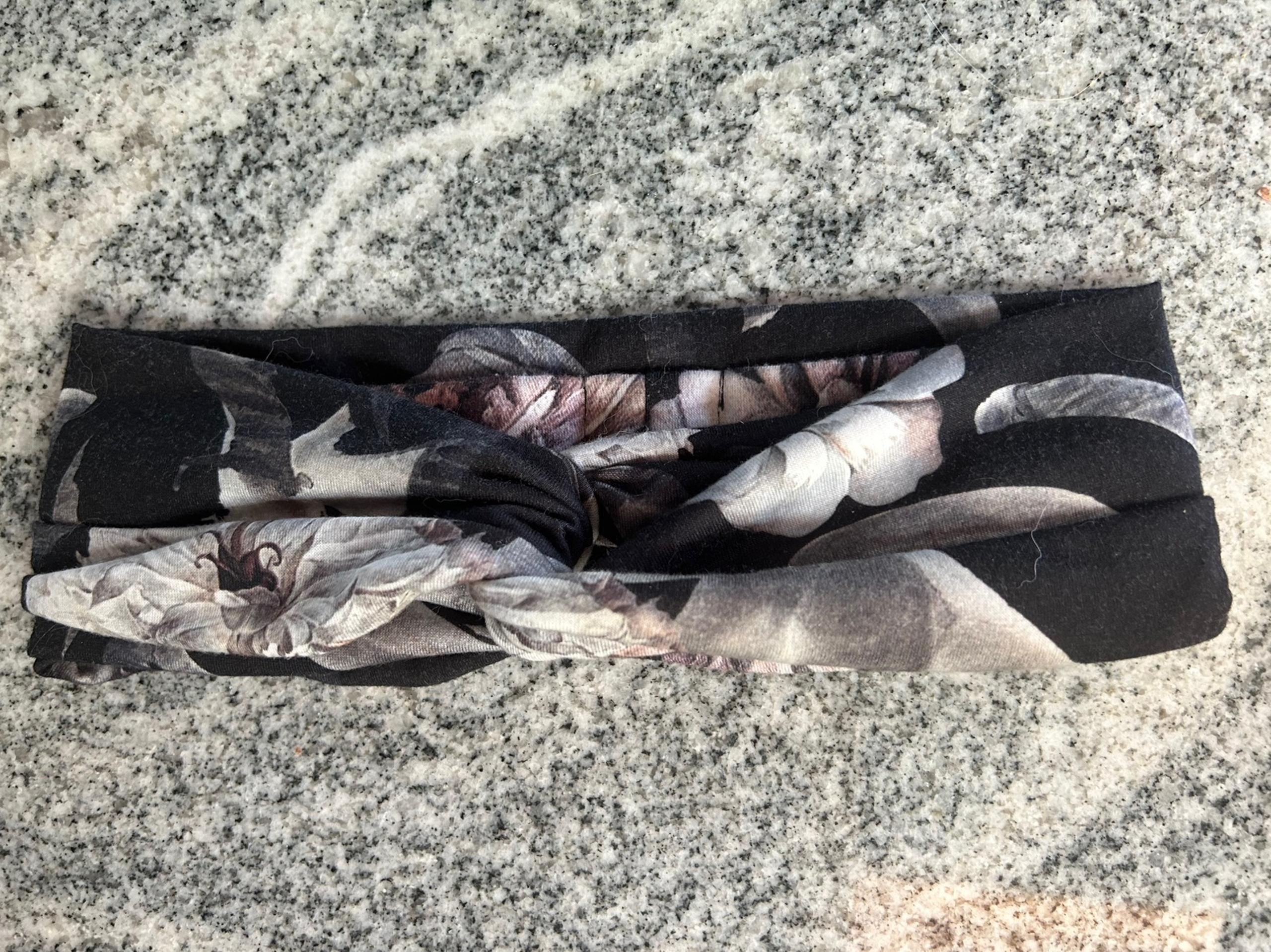 Headbands of hope black floral vintage infinity thick headband