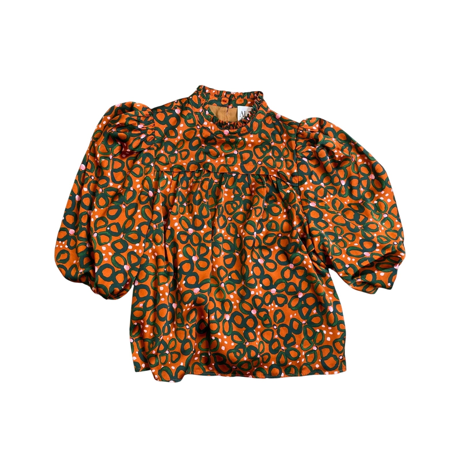 Alden Aldaire Short Sleeve Mel Top, Disco Flower, Brown/ green, Large, 198