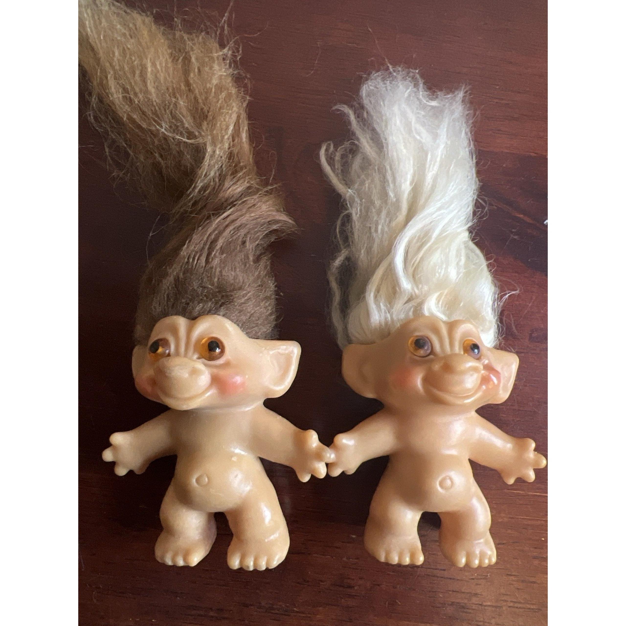 Vintage Troll Doll – 1960s DAM Style – Brown/Blonde Hair – 3" Vinyl Figure" Rare