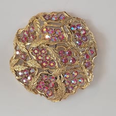 Vintage Sarah Coventry Gold-Tone Brooch Aurora Lights Pink Rhinestones Brooch