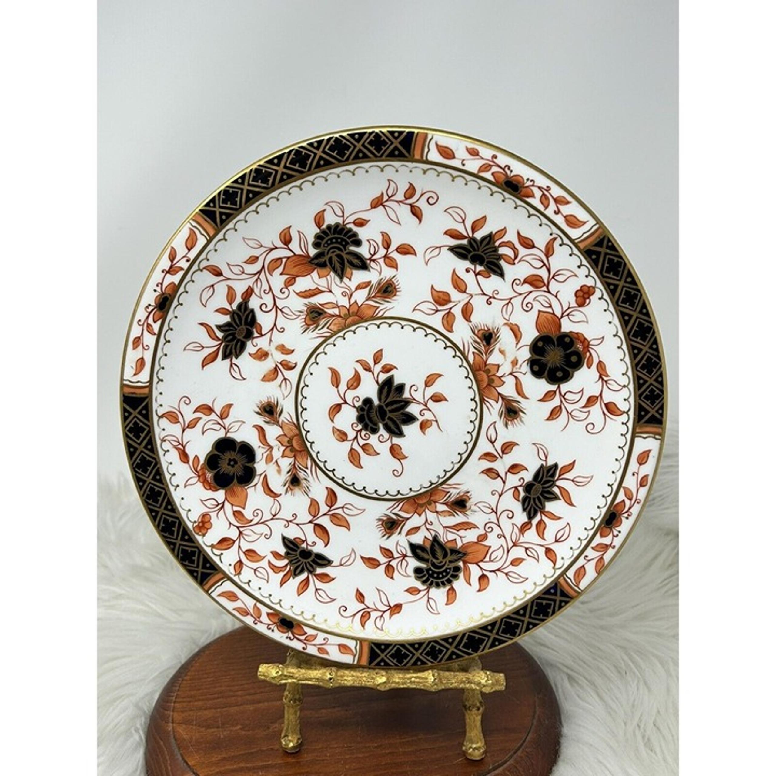 Antique Royal Crown Derby Porcelain Gilted Floral Dinner Plate 9-1/4” 1877-89