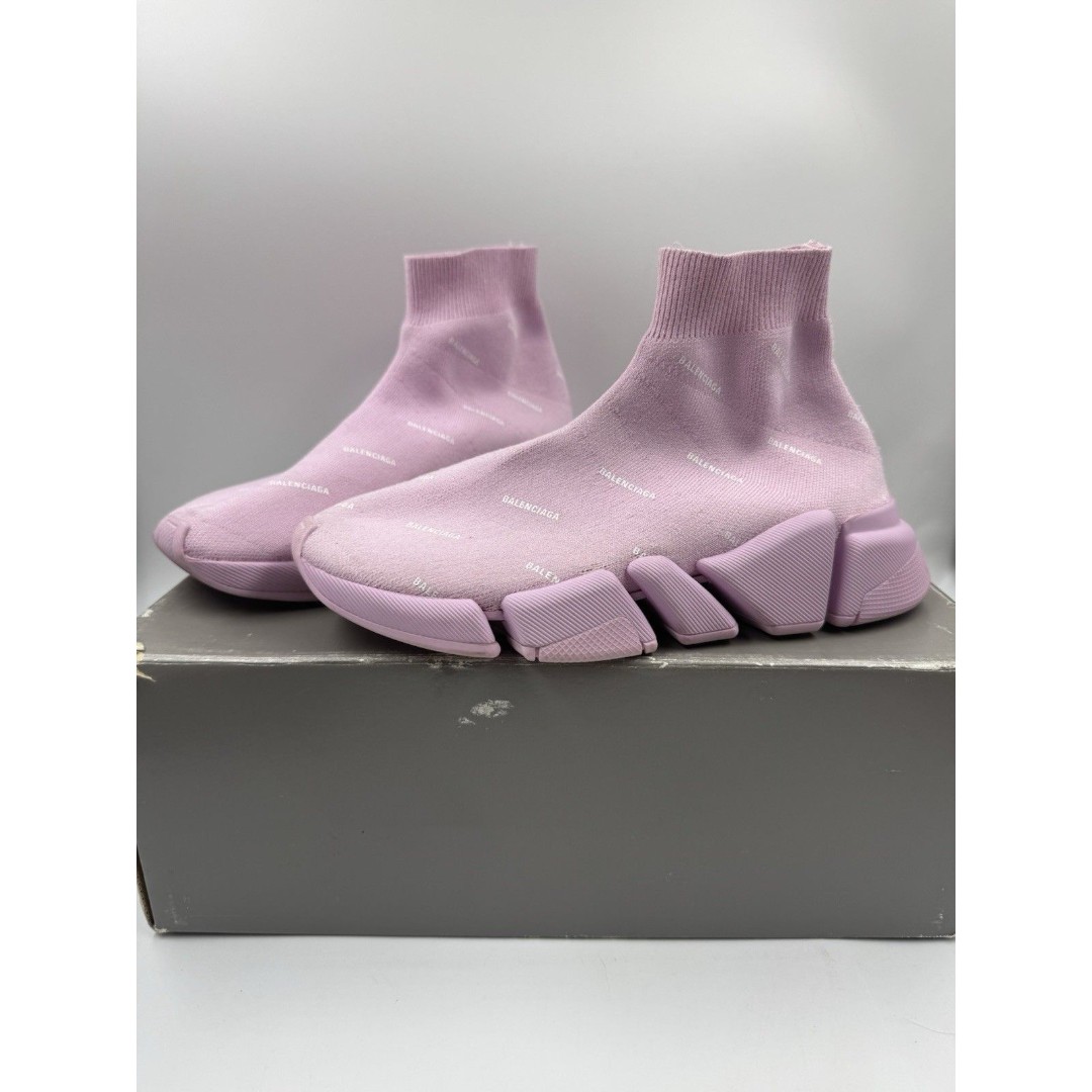 Balenciaga Speed 2.0 All Over Logo Sock Sneakers - Sz 6 US 36 EU