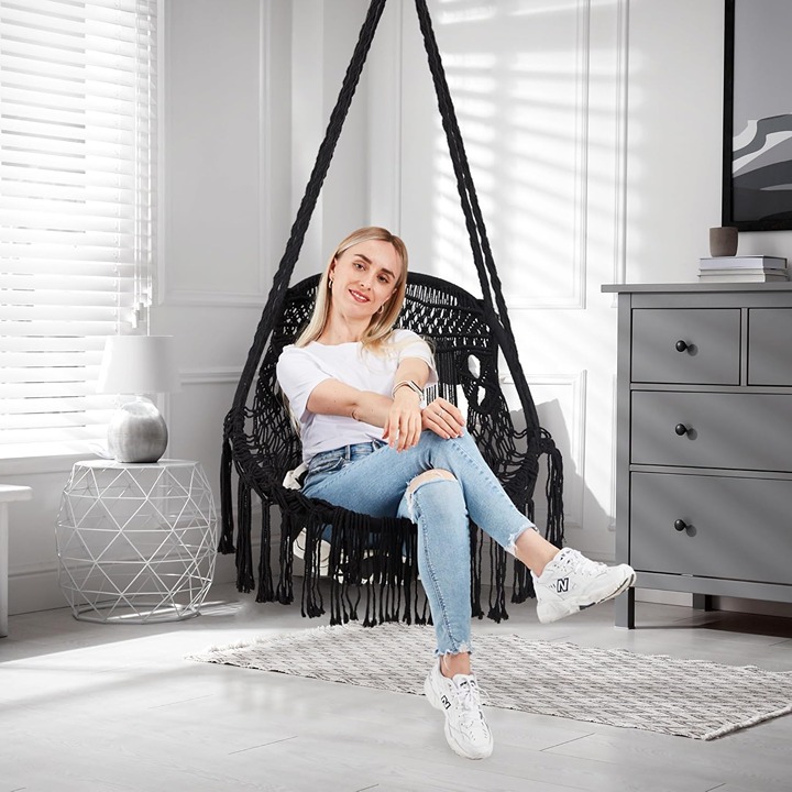 Hammock Chair Hanging Rope Swing, Hanging Chair Max 330Lbs